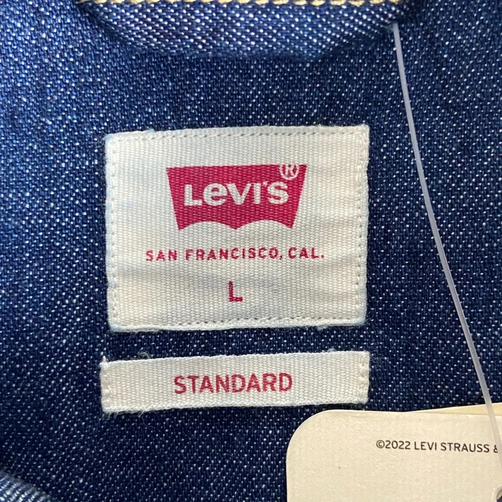 Levis Barstow Western Shirt Mens L Blue Denim SF 49ers Niner Gang Pearl Snap